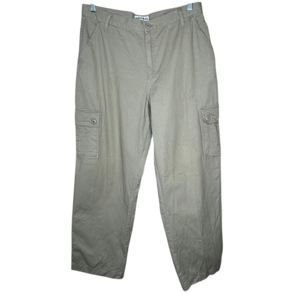 Tape Measure Khaki Tan Cotton Utility Cargo Pants Womens 14 Petite High Rise Y2K